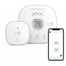 myQ Chamberlain Smart Garage Control - Wireless Garage Hub and Sensor with Wifi &amp; Bluetooth - Smartphone Controlled, New Design, myQ-G0401-ES, White