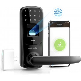 ULTRALOQ UL3 BT 2nd Gen Smart Lock + WiFi Bridge 5-in-1 Keyless Entry Electronic Door Handle, Black