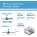 52 Inch Smart Ceiling Fan with Lights, Remote Control &amp; 6-Speed DC Motor, Works with Alexa/Google Home/Siri, 5-Blade Indoor/Outdoor WiFi Ceiling Fan for Living Room/Bedroom, 3 CCT, 3 Timers, Black