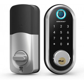 Smart Deadbolt, SMONET Fingerprint Electronic Deadbolt Door Lock with Keypad-Bluetooth Keyless Entry Keypad Smart Deadbolt App Control, Ekeys Sharing, App Monitoring Auto Lock for Homes and Hotel